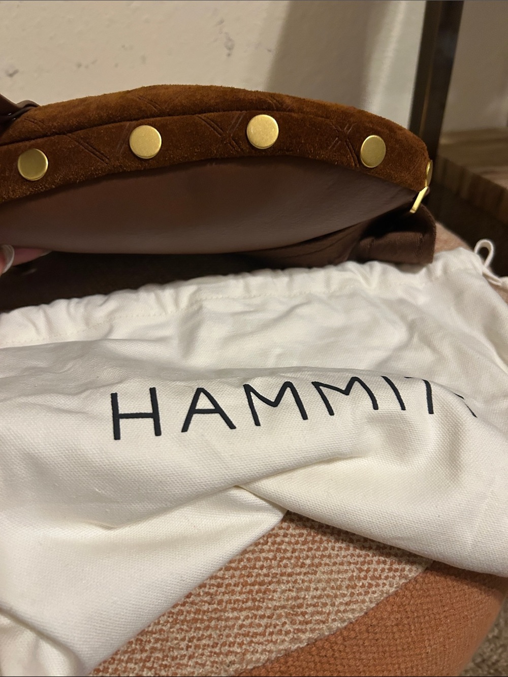 Hammitt Brown Suede Belt Bag with Quilted Stitching - Picture 2 of 7